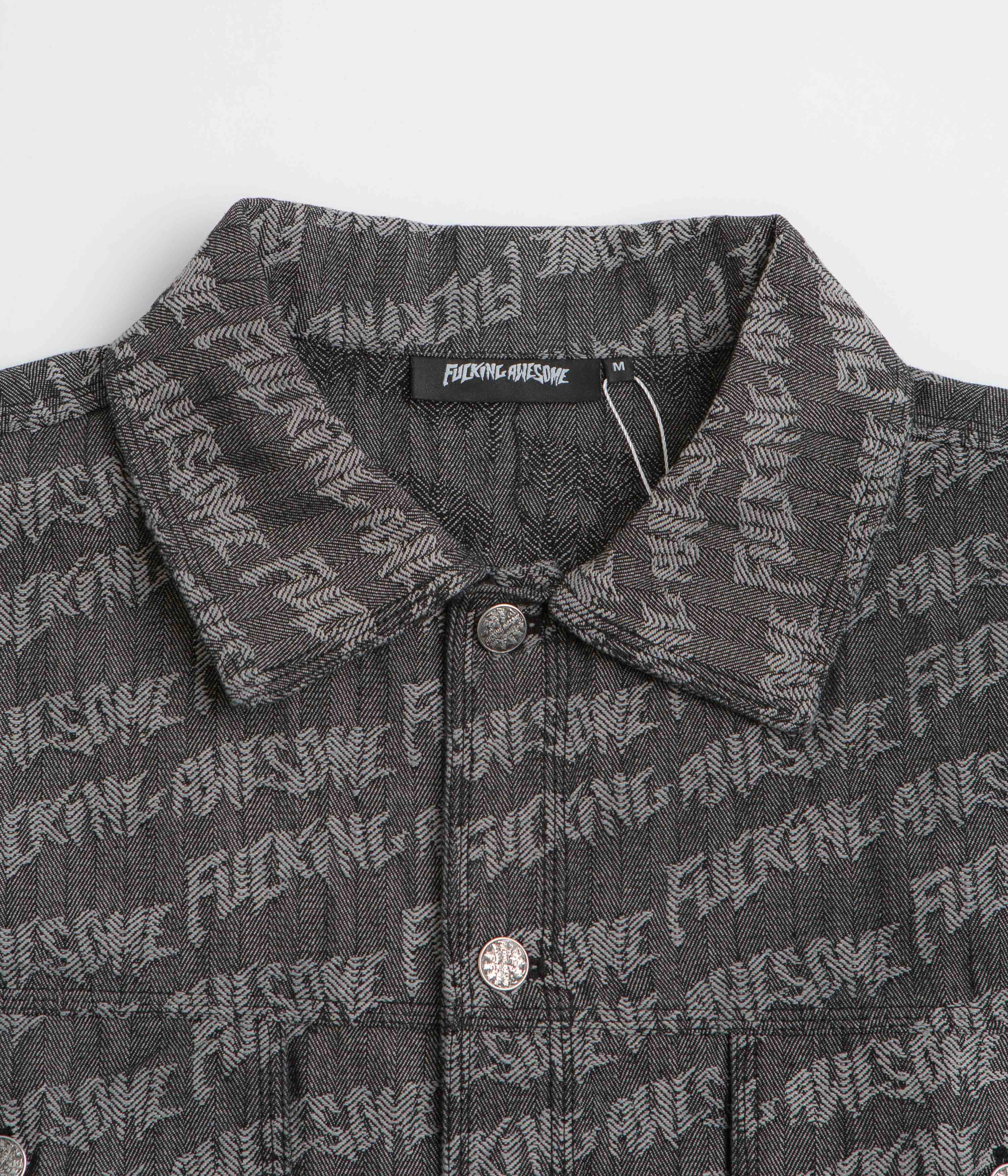 Fucking Awesome Herringbone Work Jacket - Black / Light Grey Hold Graphic Design