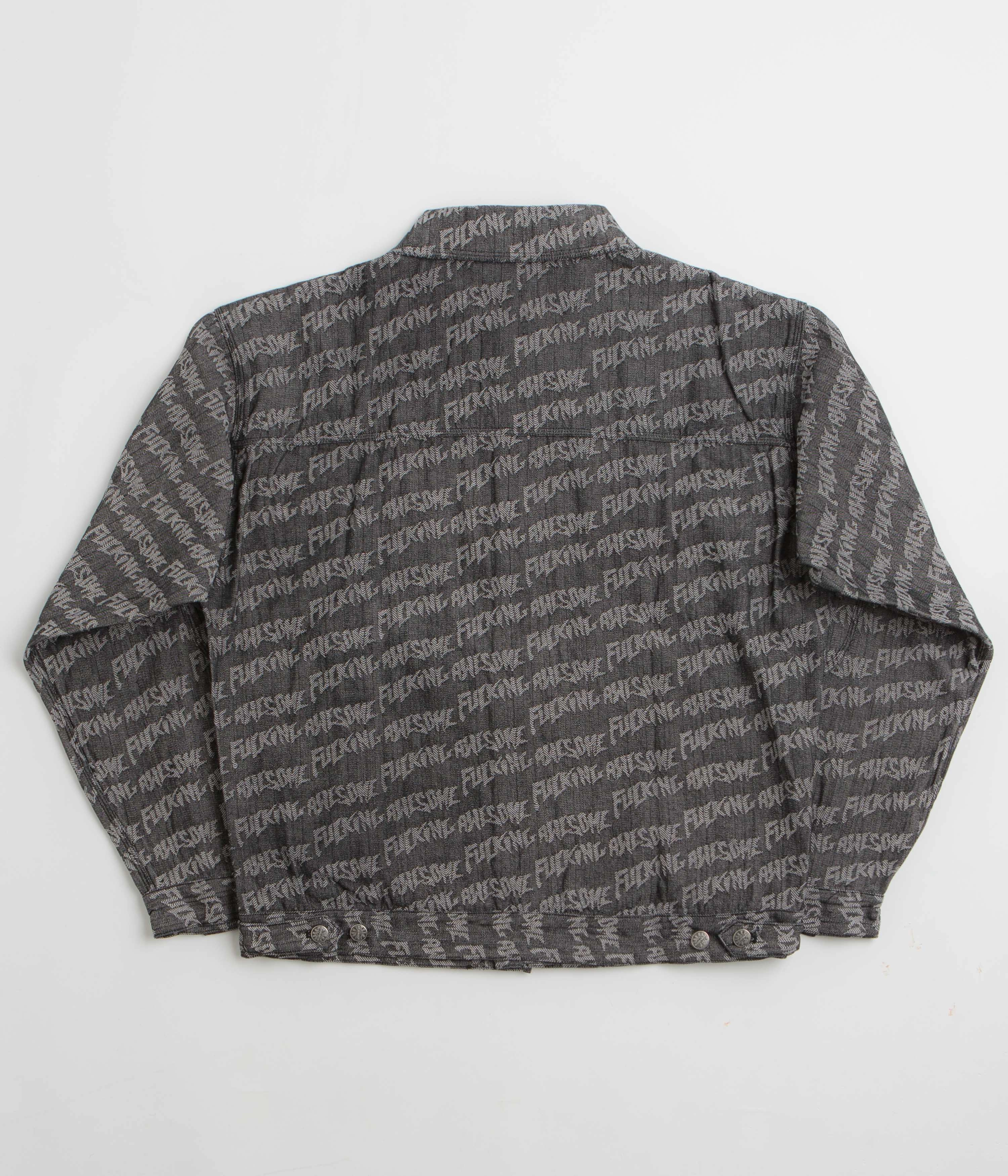 Fucking Awesome Herringbone Work Jacket - Black / Light Grey Ribbed Knit Cuffs teachers