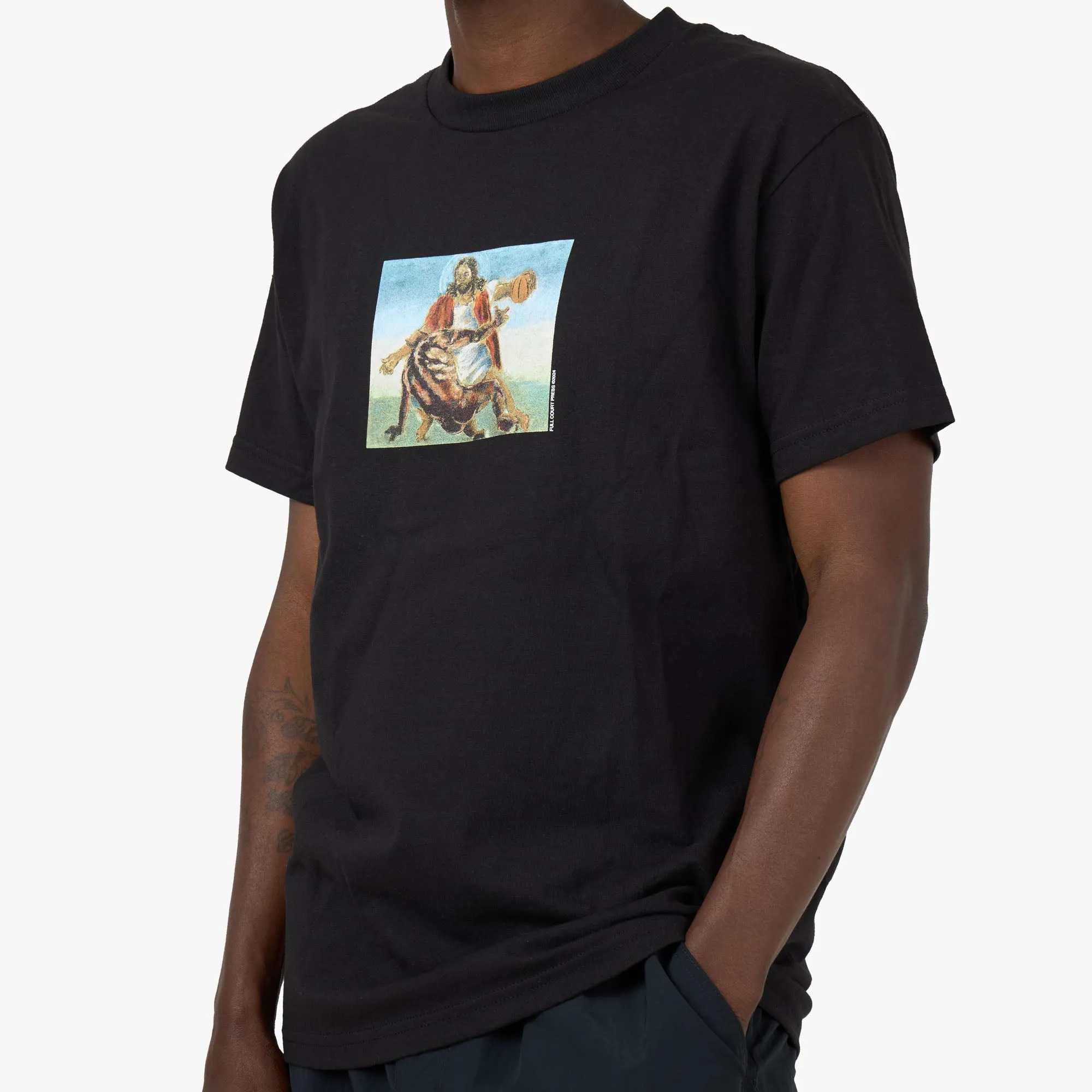 Full Court Press Crossover T-Shirt / Black Retro Prints