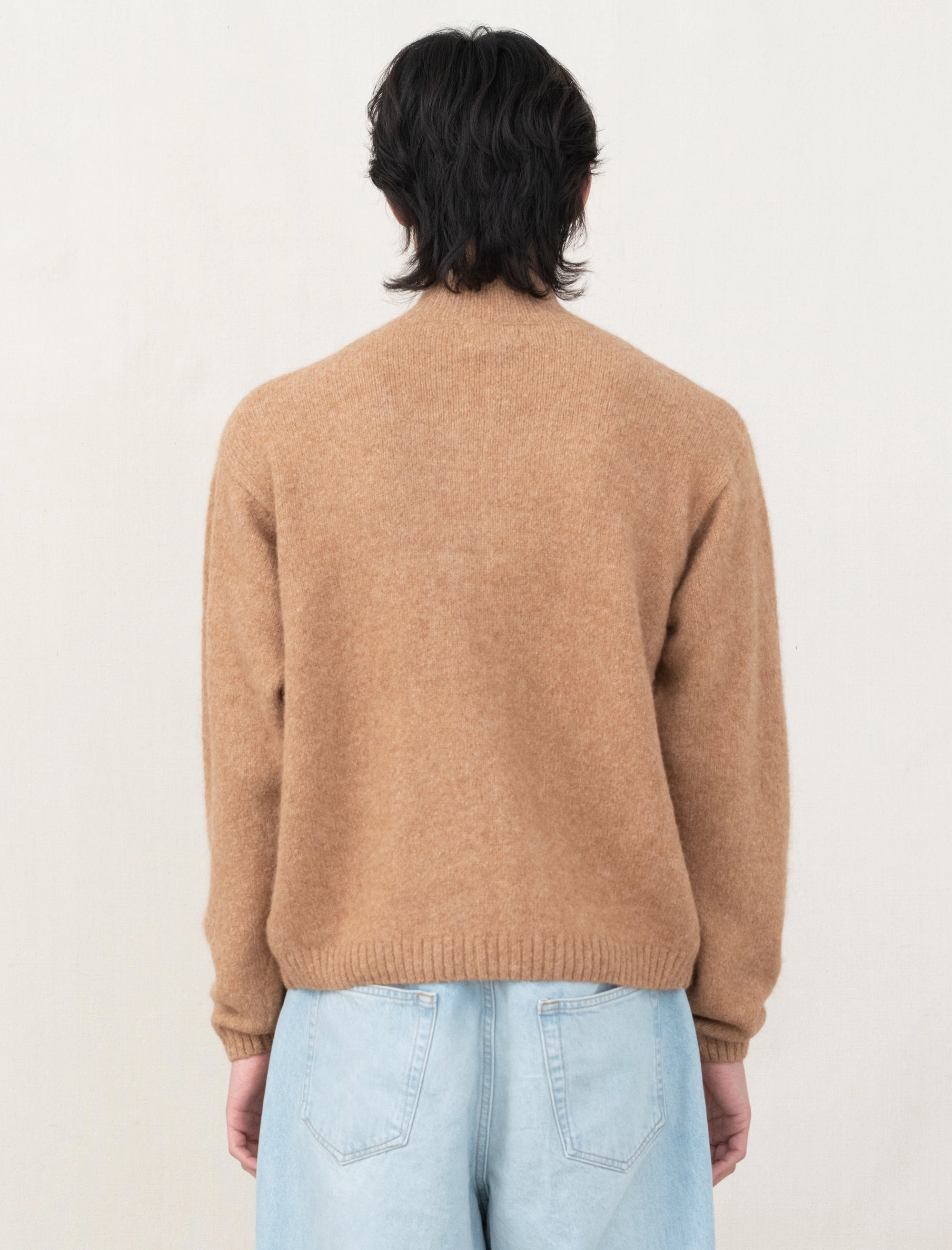 Autumn Wear Full Zip Brushed Merino Sweater (Camel)