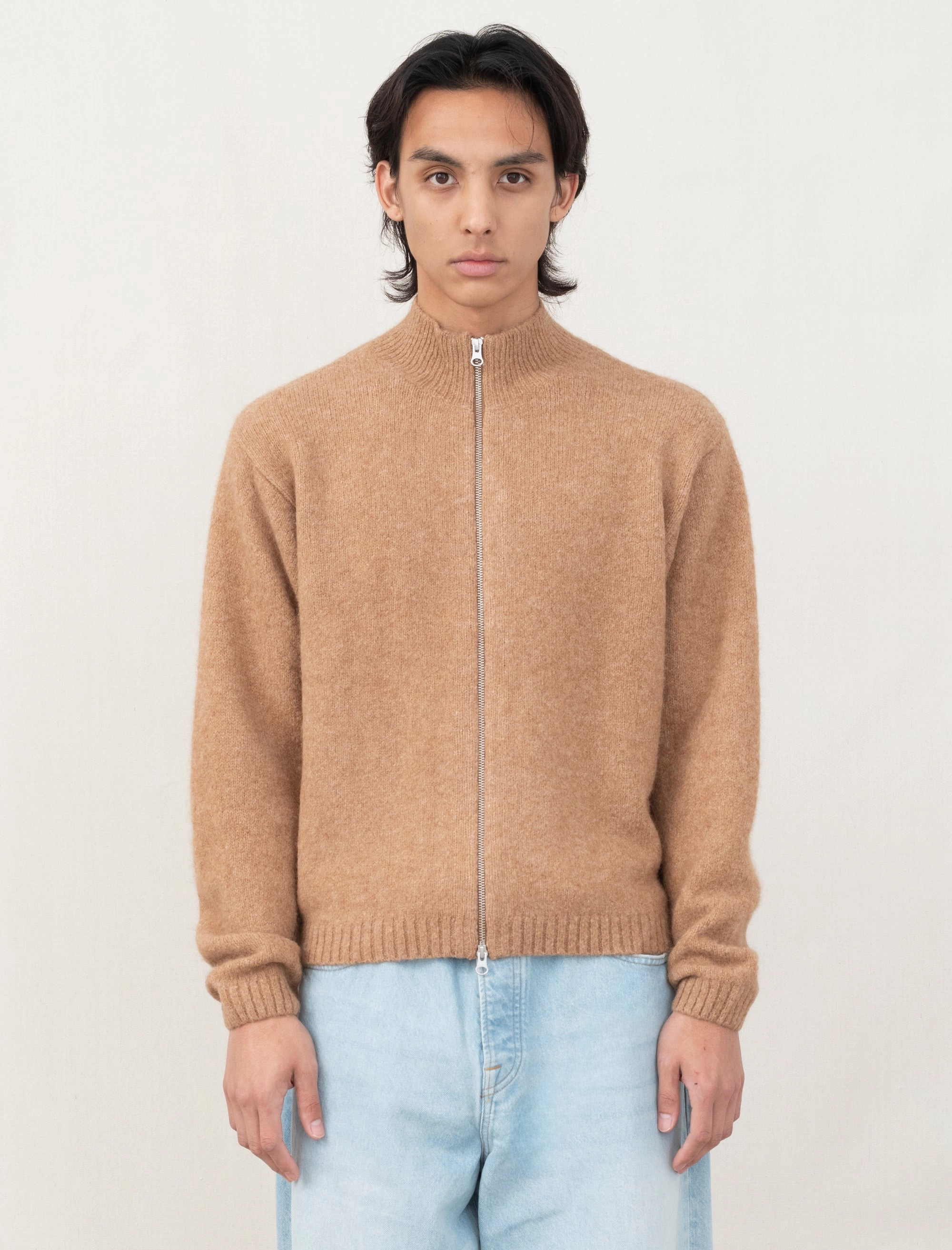 Transition Wear Full Zip Brushed Merino Sweater (Camel)