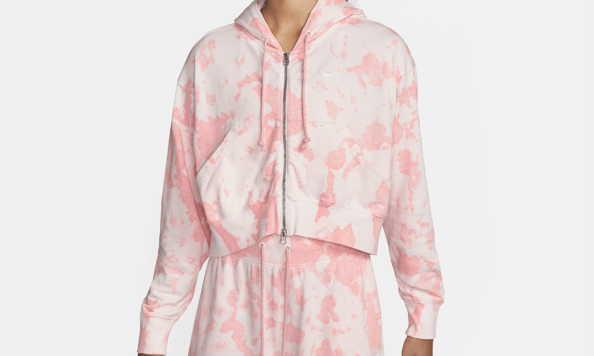 Full-zip Jersey Cloud-dye Hoodie Womens Style "Purple Pulse/White"