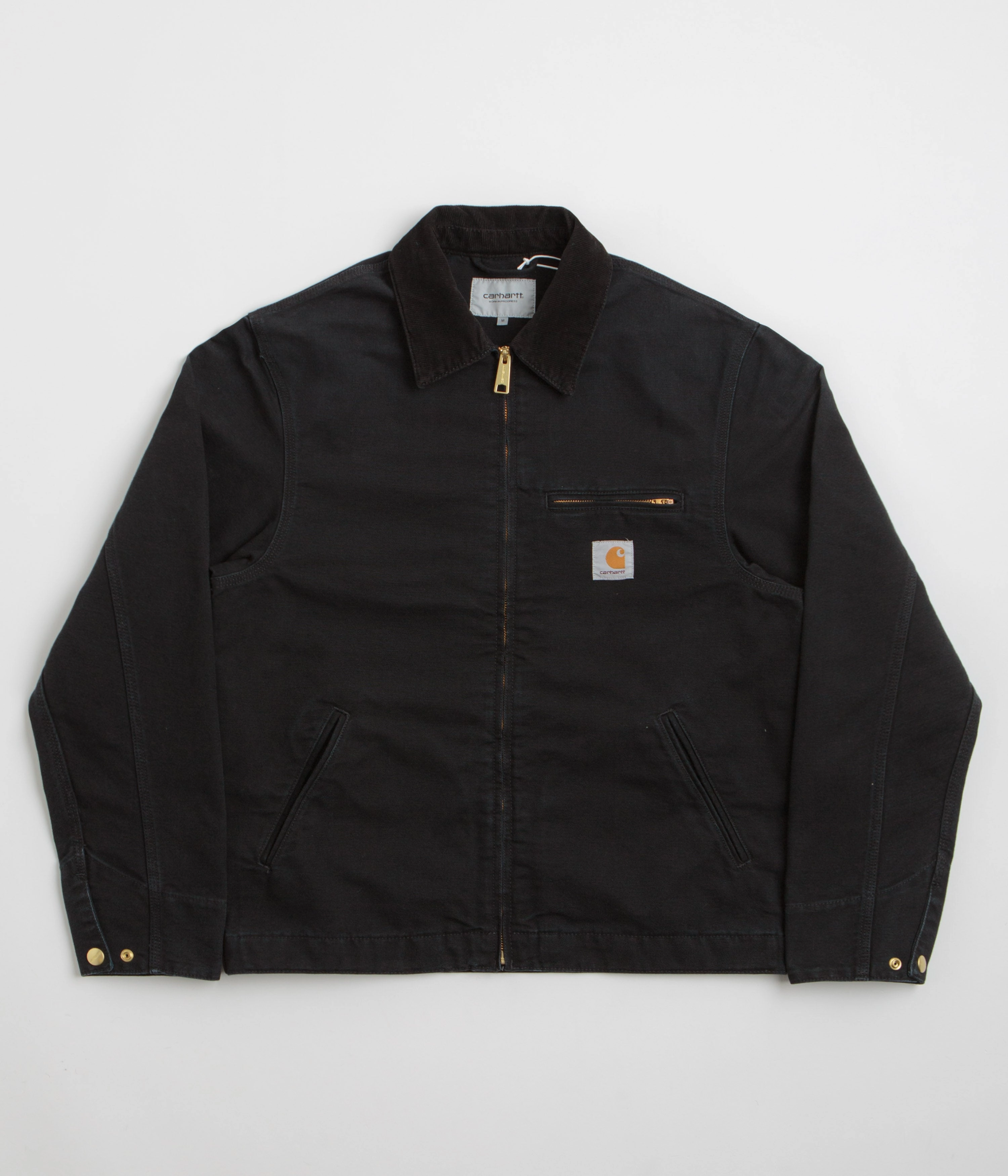 Carhartt Detroit Jacket - Black / Black Stone Canvas Double Layer Closure