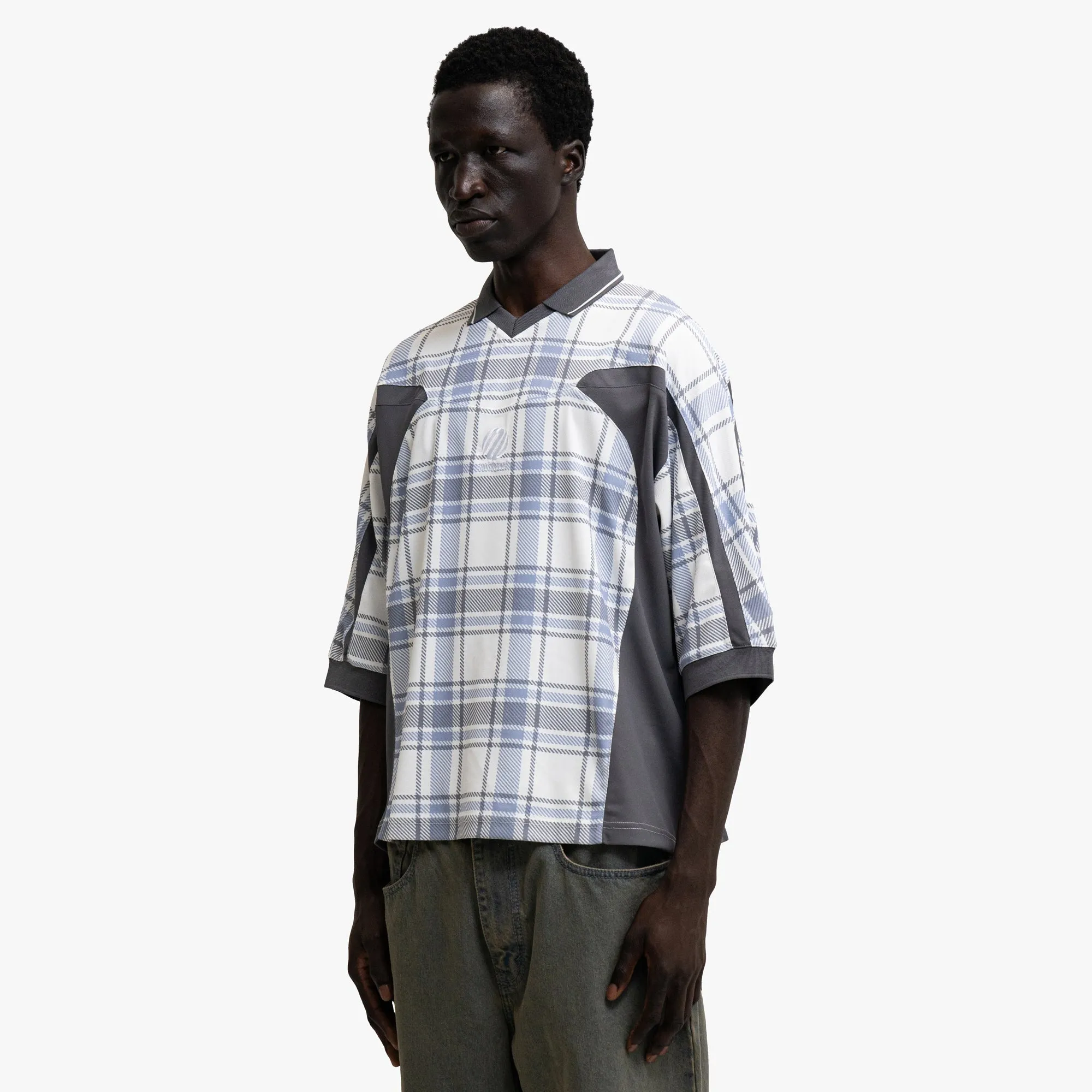 Low Maintenance Metalwood Paneled 3/4 Sleeve Polo / Ice