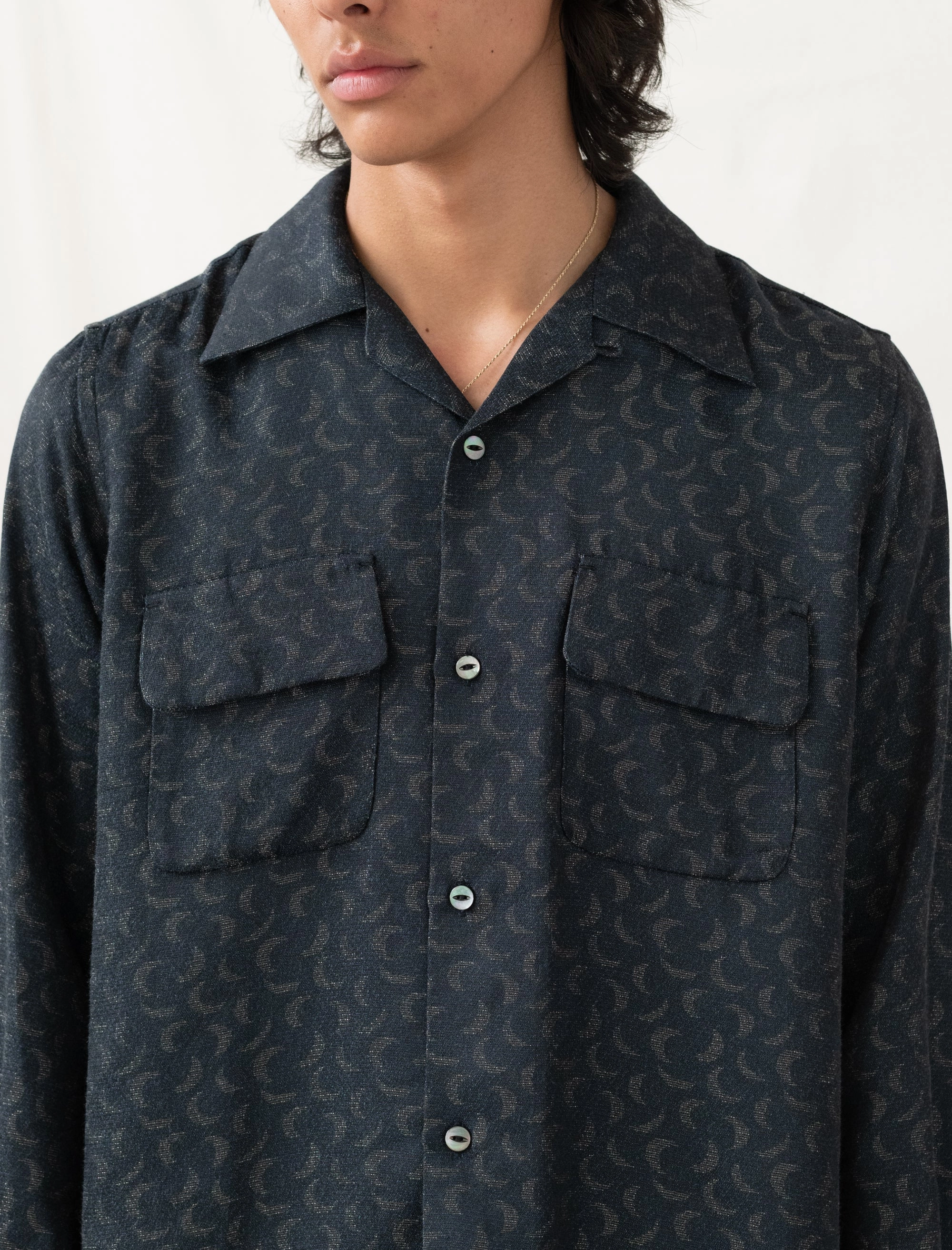 Hidden Pocket FeatherlightConstruction Classic Shirt Crescent Jacquard (Navy)