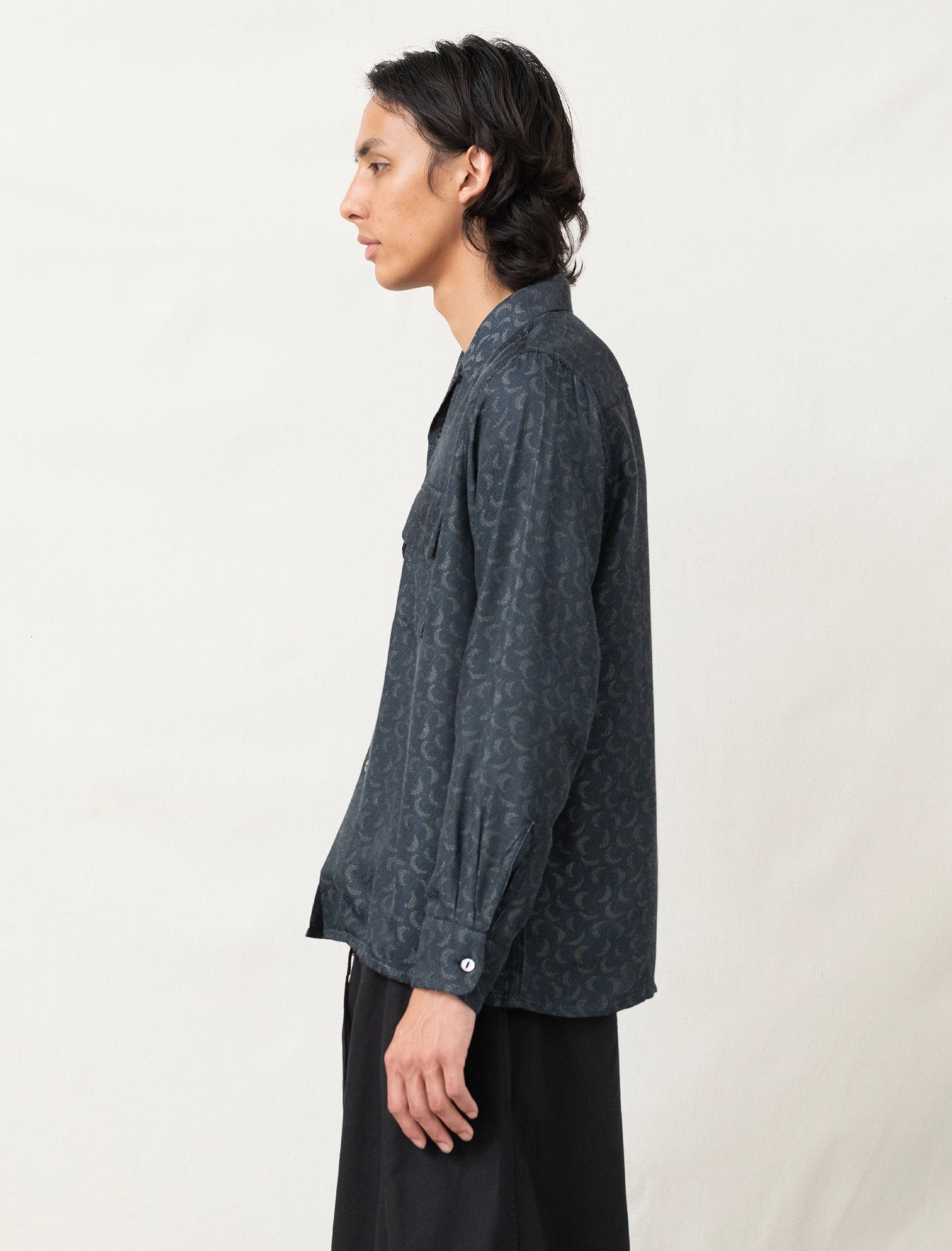 Classic Shirt Crescent Jacquard (Navy) DurableCollarStays