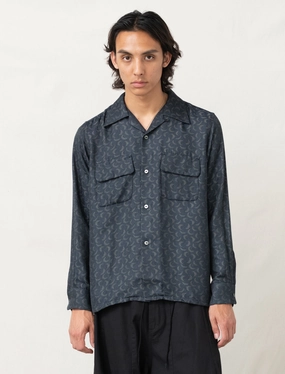 EcoFriendlyTexture UVProtection Classic Shirt Crescent Jacquard (Navy)