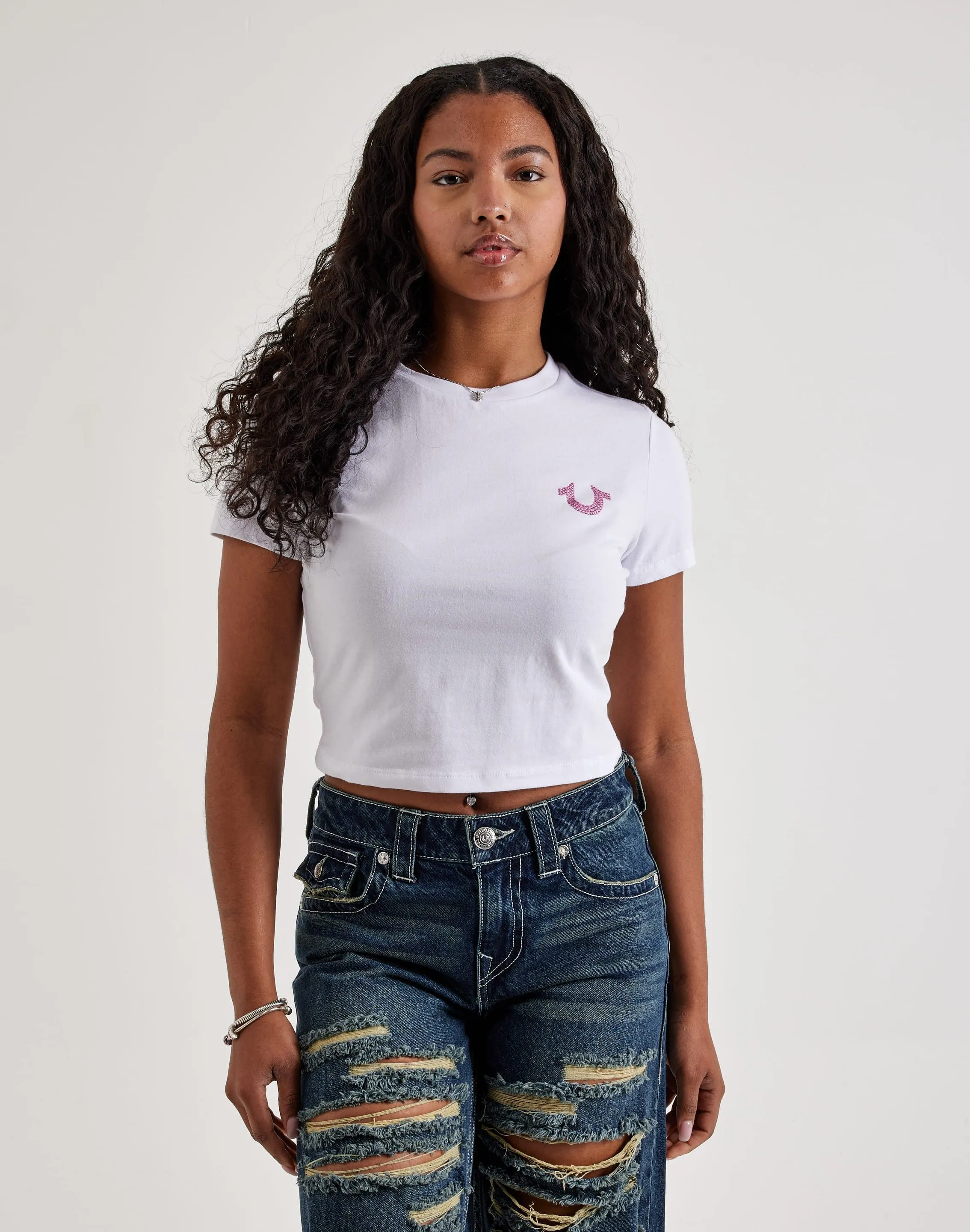 True Religion Crystal Buddha Baby Tee Crown Fit Style Mood
