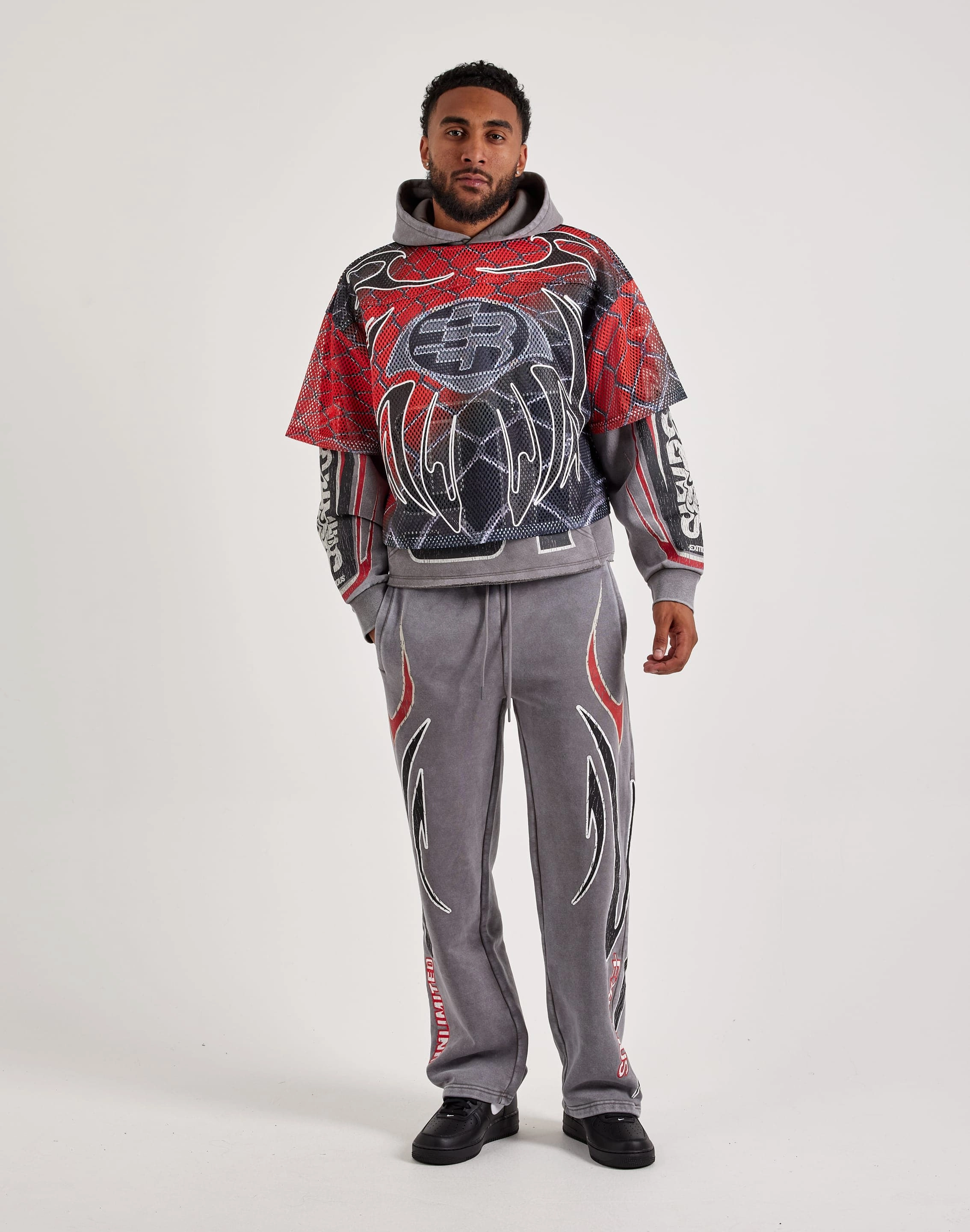 Smoke Rise Layered Fleece Sporty Jersey Hoodie Glam Night TemperatureControlTechnology