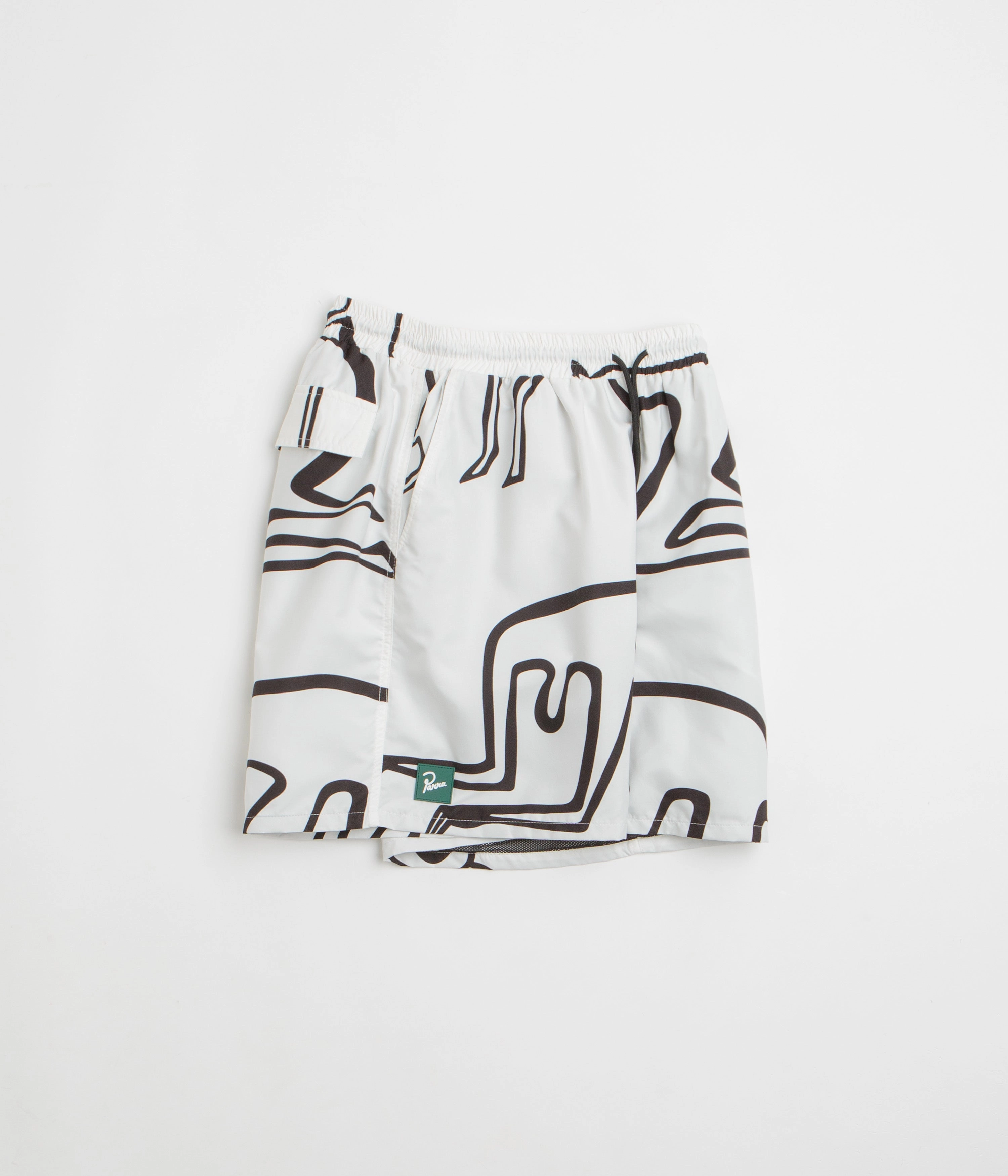 High Rise Waist MeshVentilation by Parra Yoga Walks Swim Shorts - White