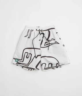 by Parra Yoga Walks Swim Shorts - White Playful Look