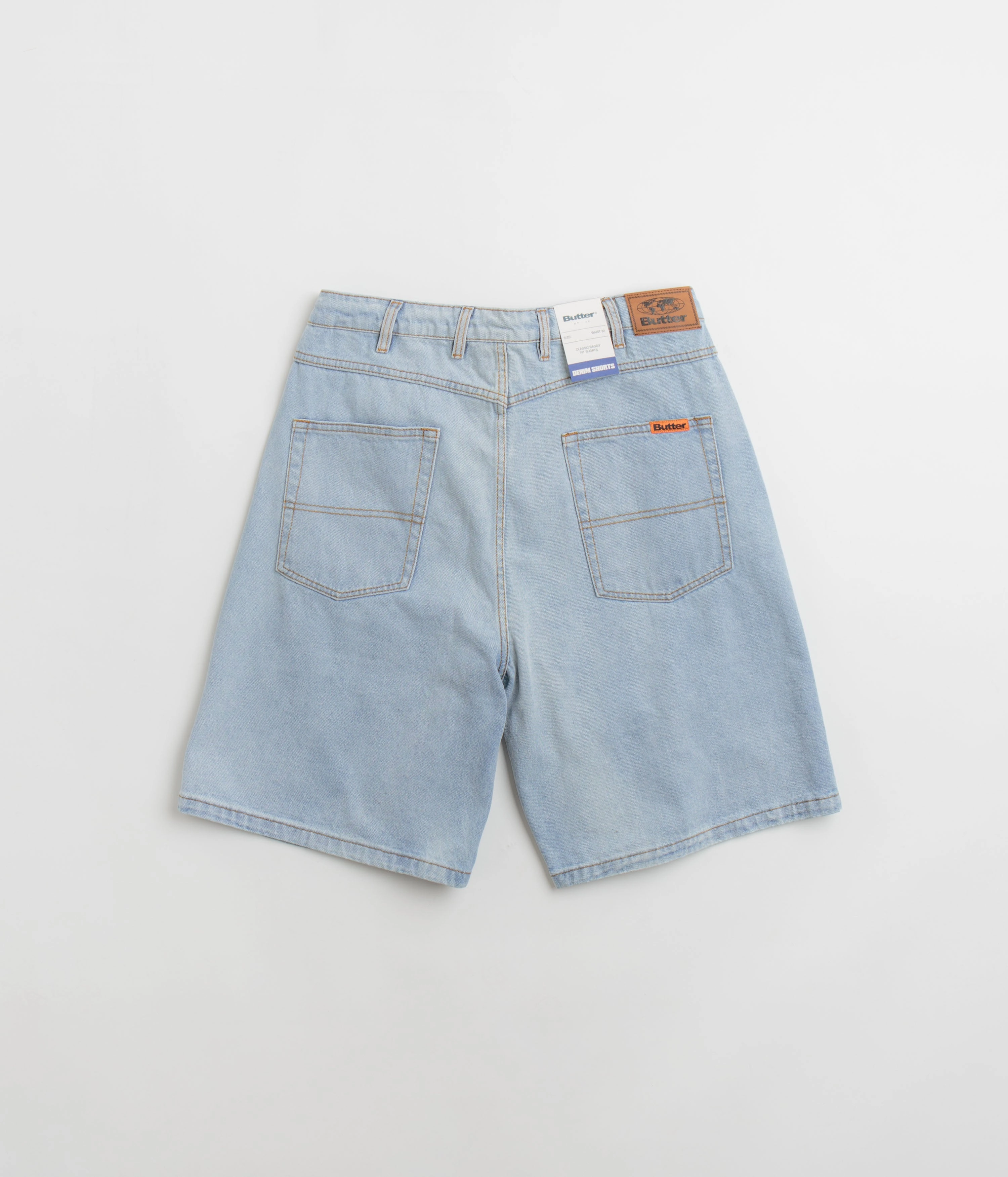 Butter Goods Baggy Denim Shorts - Light Blue Sweat Wicking Fabric Easy Wear