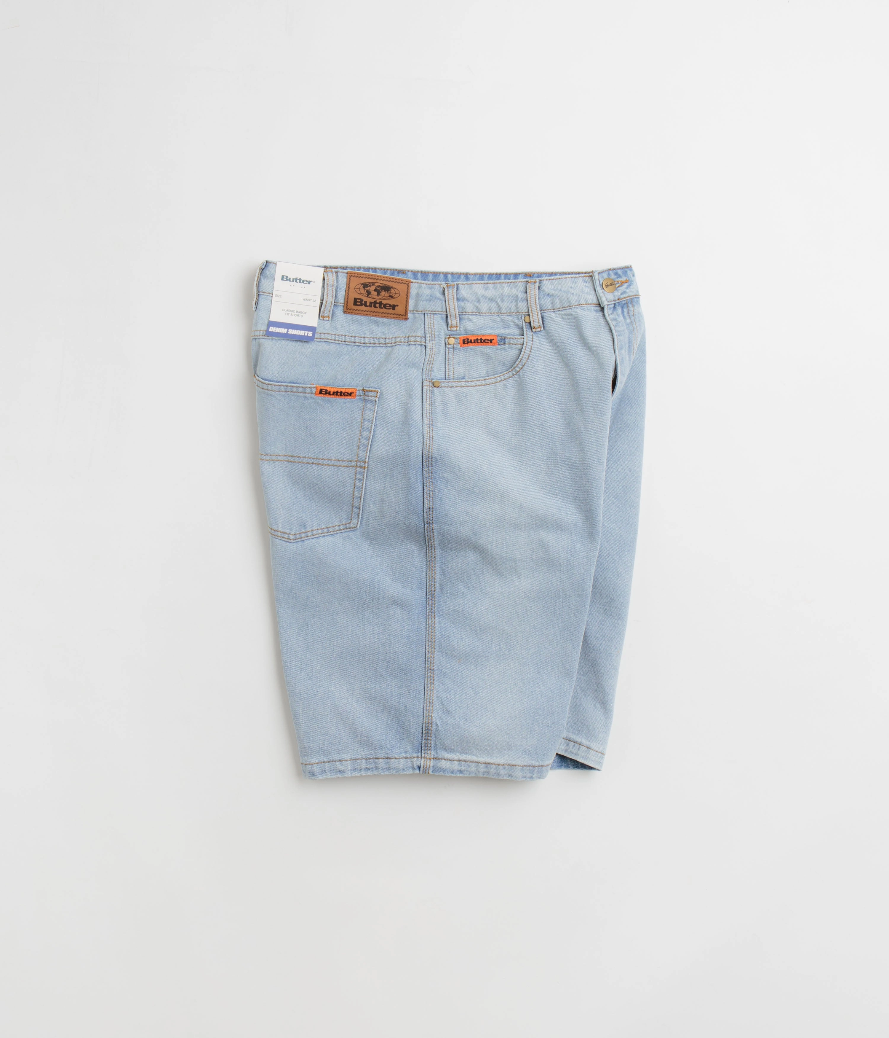 Odor Resistant Finish Butter Goods Baggy Denim Shorts - Light Blue