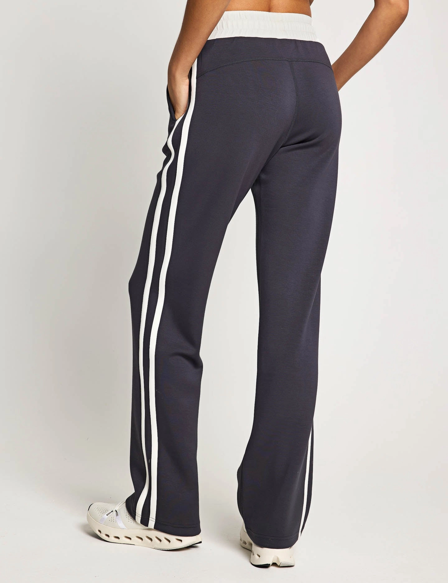 Breathable Mesh Panels Quick Dry Material Nikki Wide Leg Jogger - Charcoal