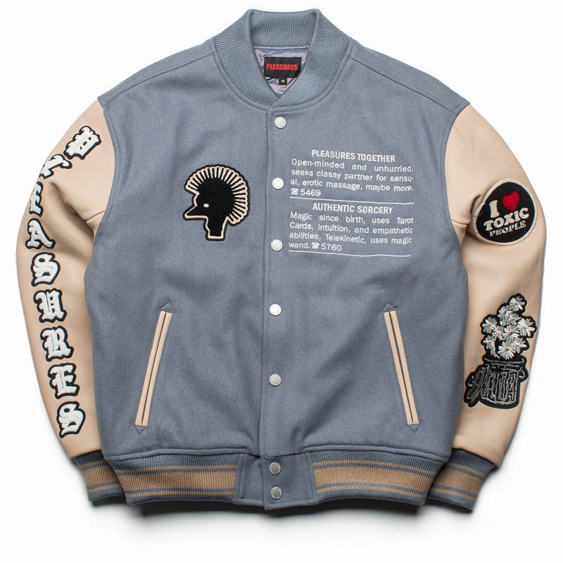 Hidden pockets Pleasures Calendar Varsity Jacket - Powder Blue