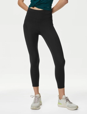 Go Move High Waisted 7/8 Gym Leggings - Black Stretch Power