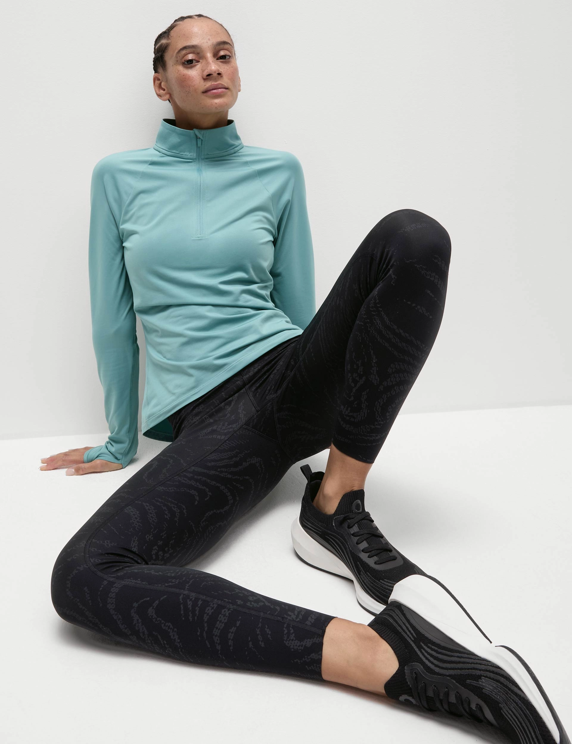 Go Move Reflective Gym Leggings - Black/Silver Grip Band