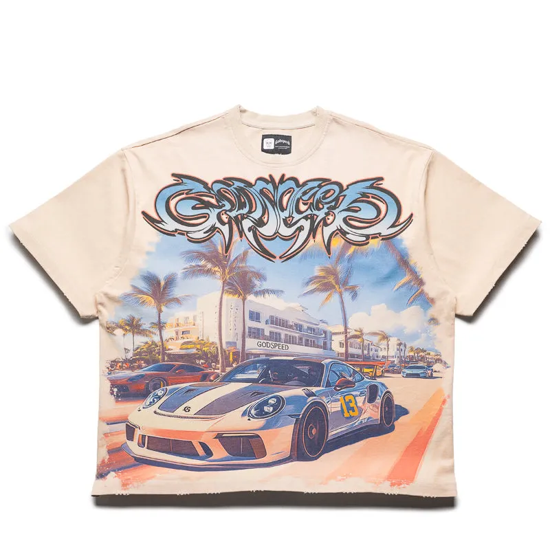 Godspeed New York Car Meet Miami Tee - Stone Wash arcade event