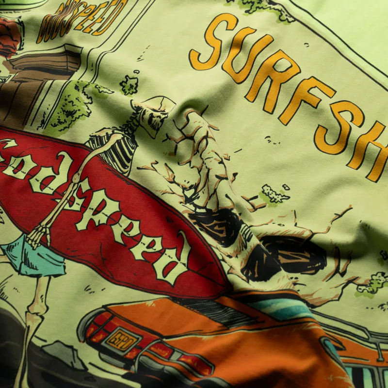 Embroidered Details Godspeed New York GS Surf Shop Tee - Lime