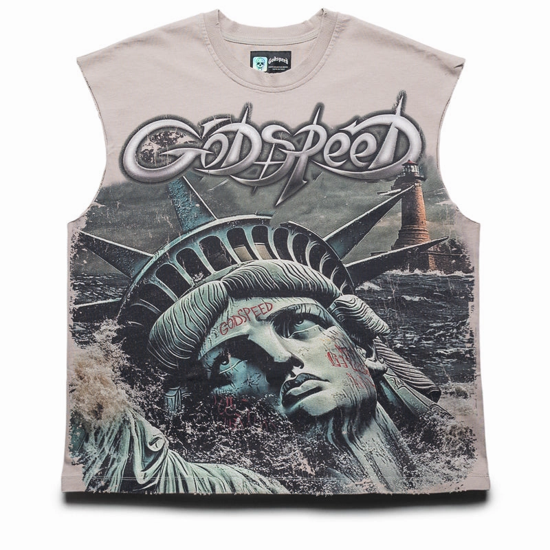 Godspeed New York Sunken Liberty 2 Sleeveless Tee - Slate Grey Fur Fit
