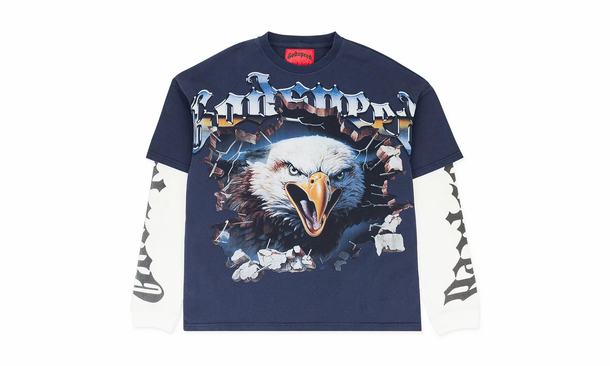 Cool Nylon Shoot Mood Godspeed Spirit Animal Layered T-Shirt "NAVY"