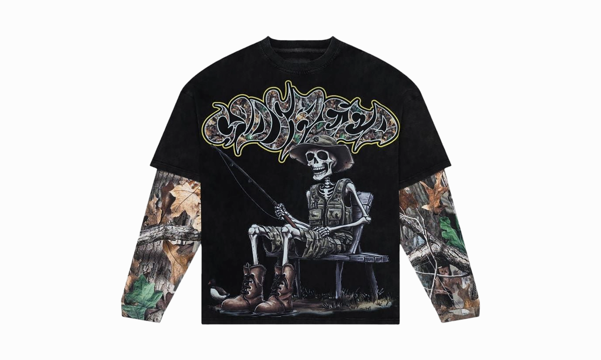Gone Fishing Layered T-Shirt "Black Wash" CompactPackableDesign Jump Core