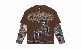 Gone Fishing Layered T-Shirt "Brown" Tight Net Gentle Breeze