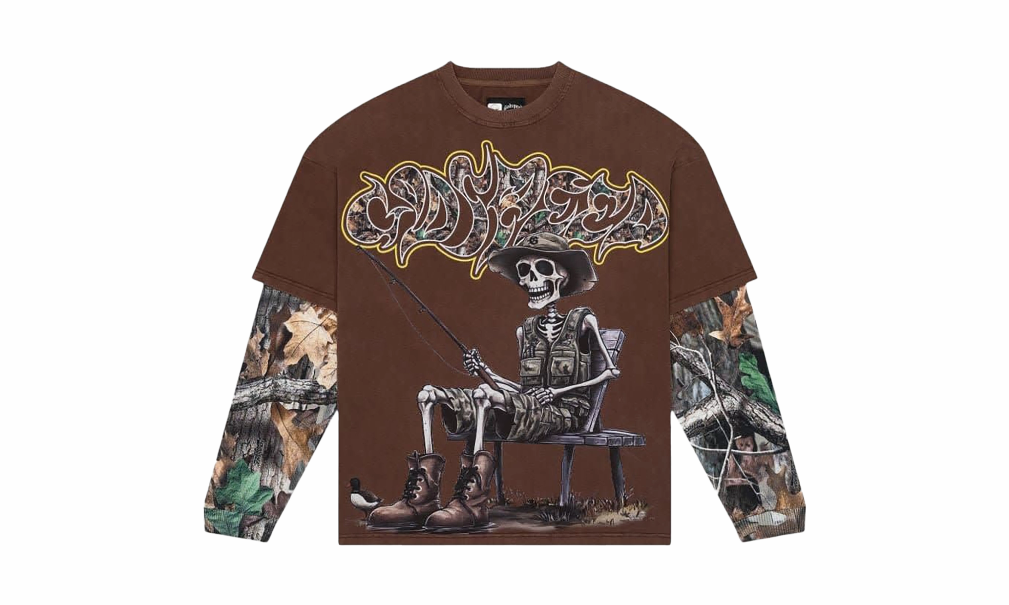 American Ease Gone Fishing Layered T-Shirt "Brown"