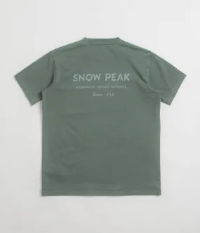 Snow Peak Garment Dyed T-Shirt - Dark Green Anti Pilling Finish Seamless Side Panels