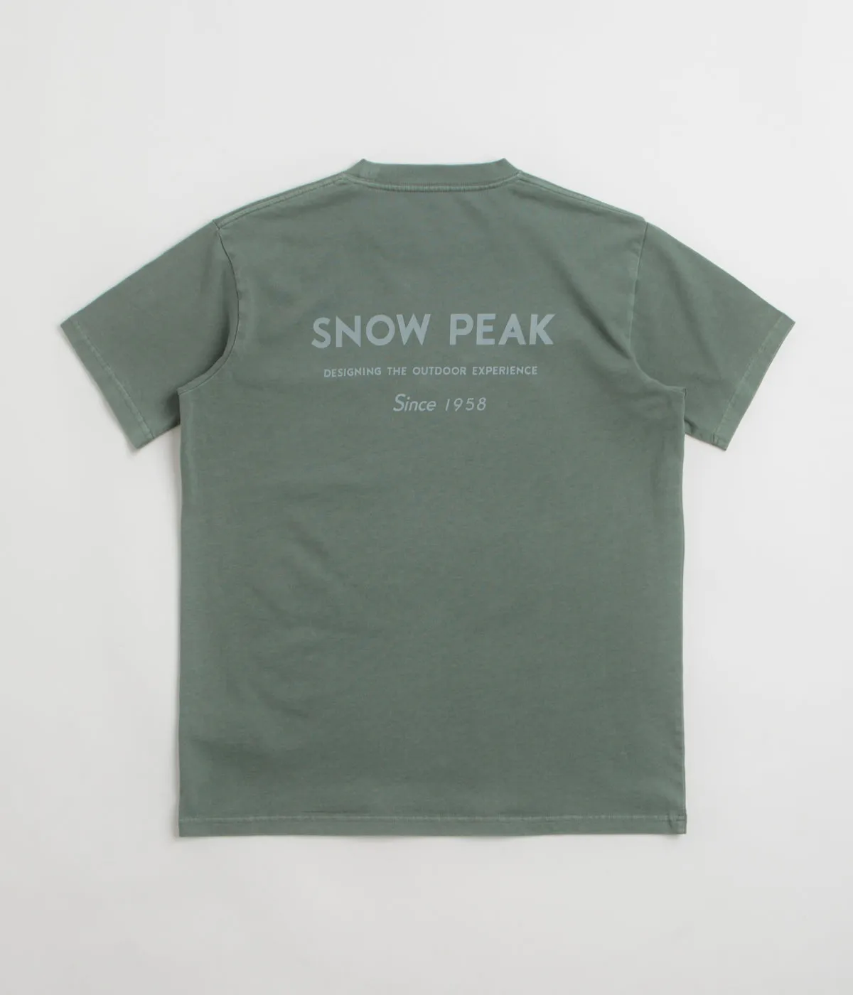 Snow Peak Garment Dyed T-Shirt - Dark Green Anti Pilling Finish Seamless Side Panels