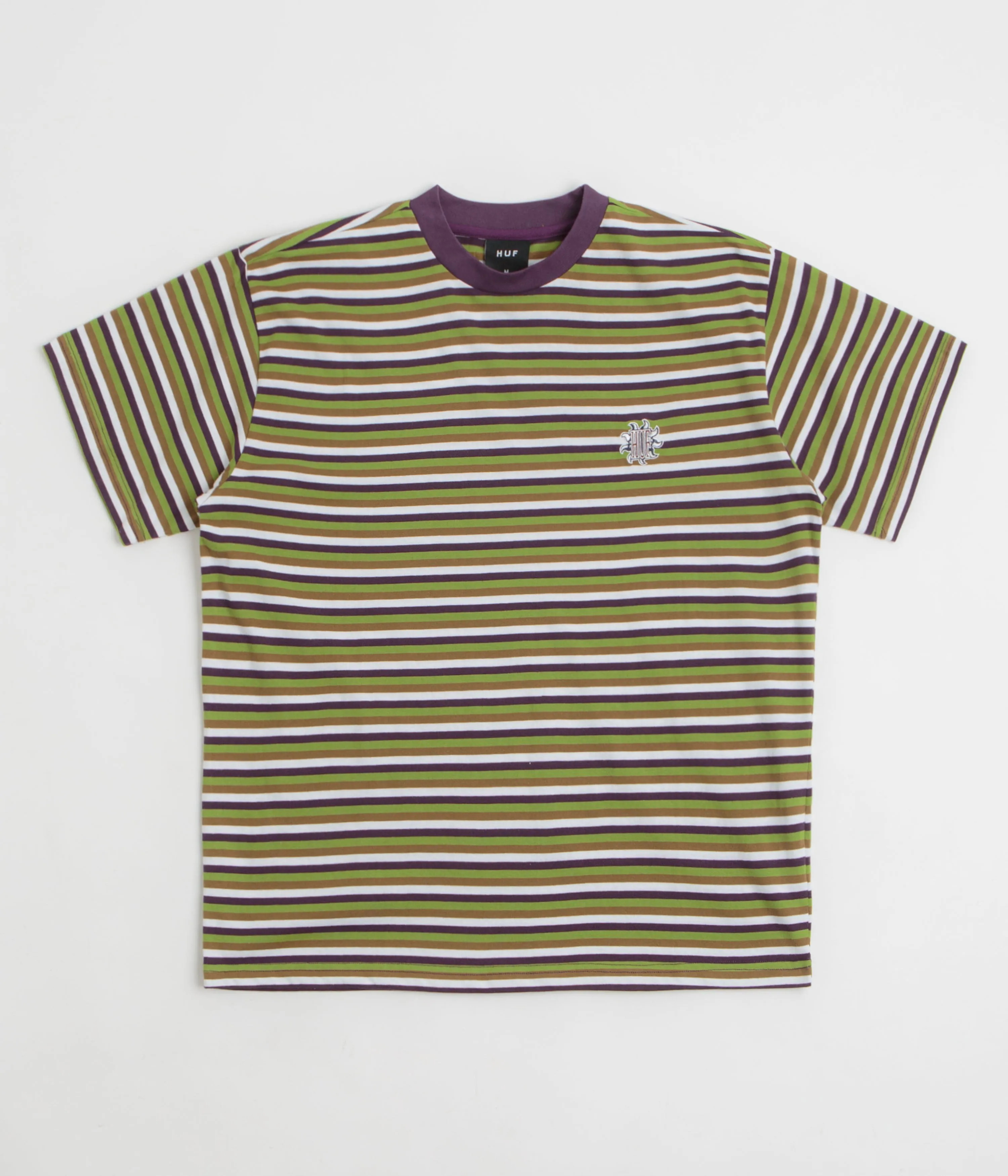 HUF Apollo Striped T-Shirt - Green Watches Tagless Neck Design