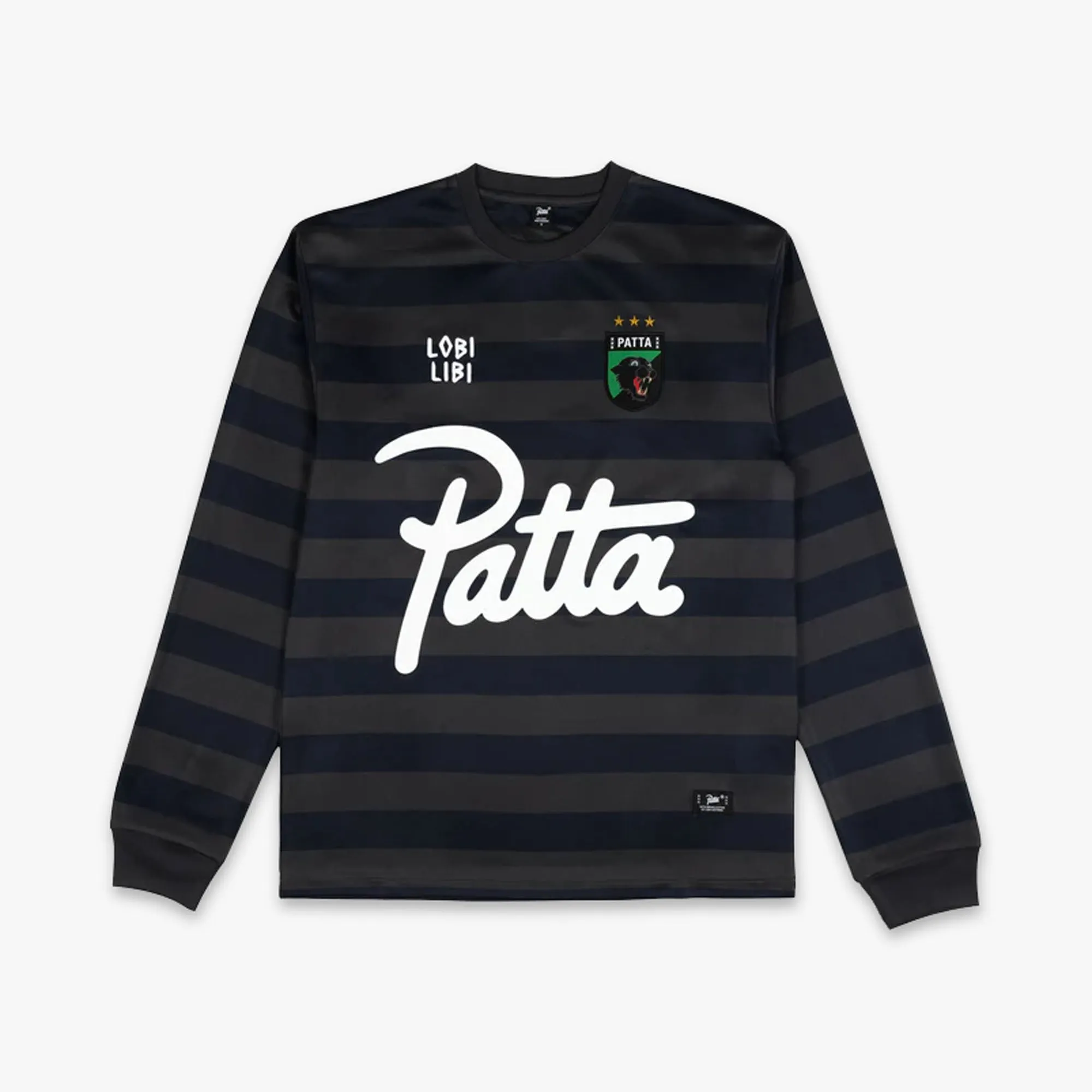 Patta Striped Longsleeve Football Jersey Forged Iron Breathable Mesh Panels Quick Dry Technology
