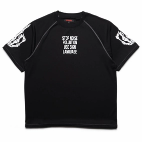 ribbon shirt silhouette Pleasures Pollution Boxy Raglan Tee - Black