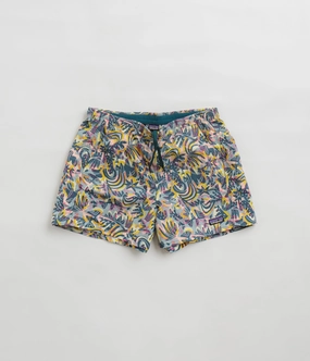 Patagonia Womens Baggies 5" Shorts - Wild Botanist: Tidal Teal Snag Free Zipper