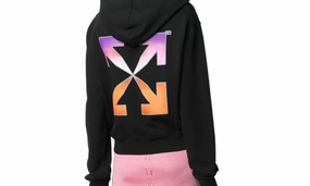 Gradient Crop Hoodie Wmns "Black / Multi"