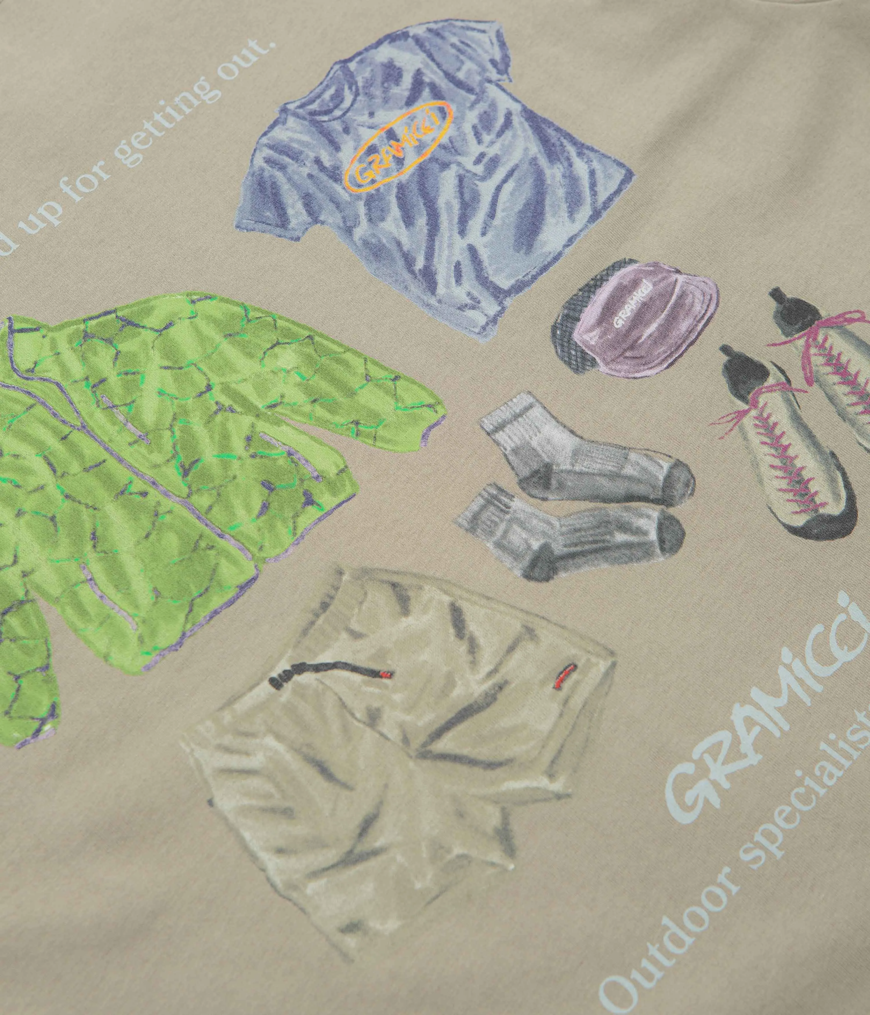 Cottage beach venue Gramicci Geared Up T-Shirt - Khaki