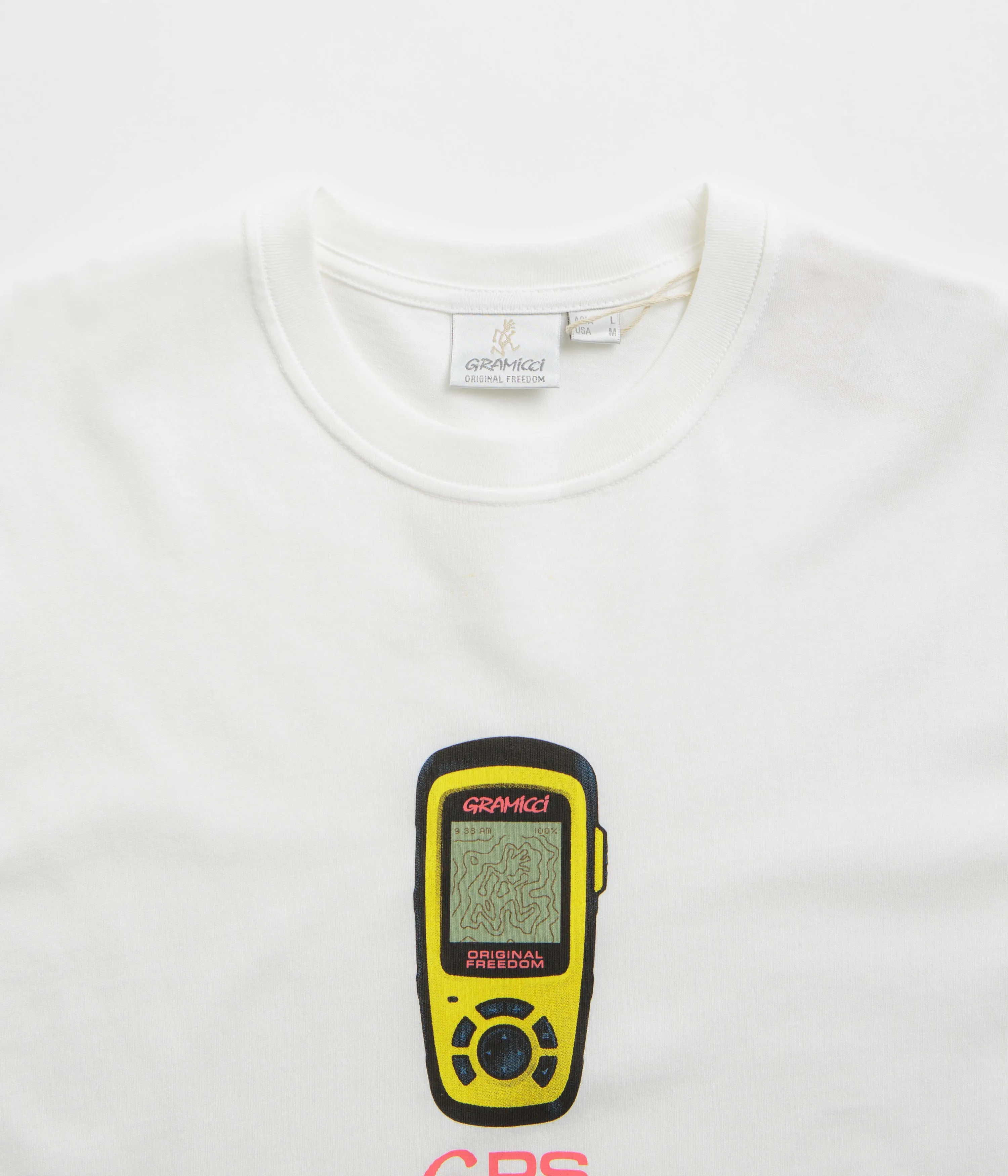 Gramicci GPS T-Shirt - White skating venue wide-leg pants silhouette