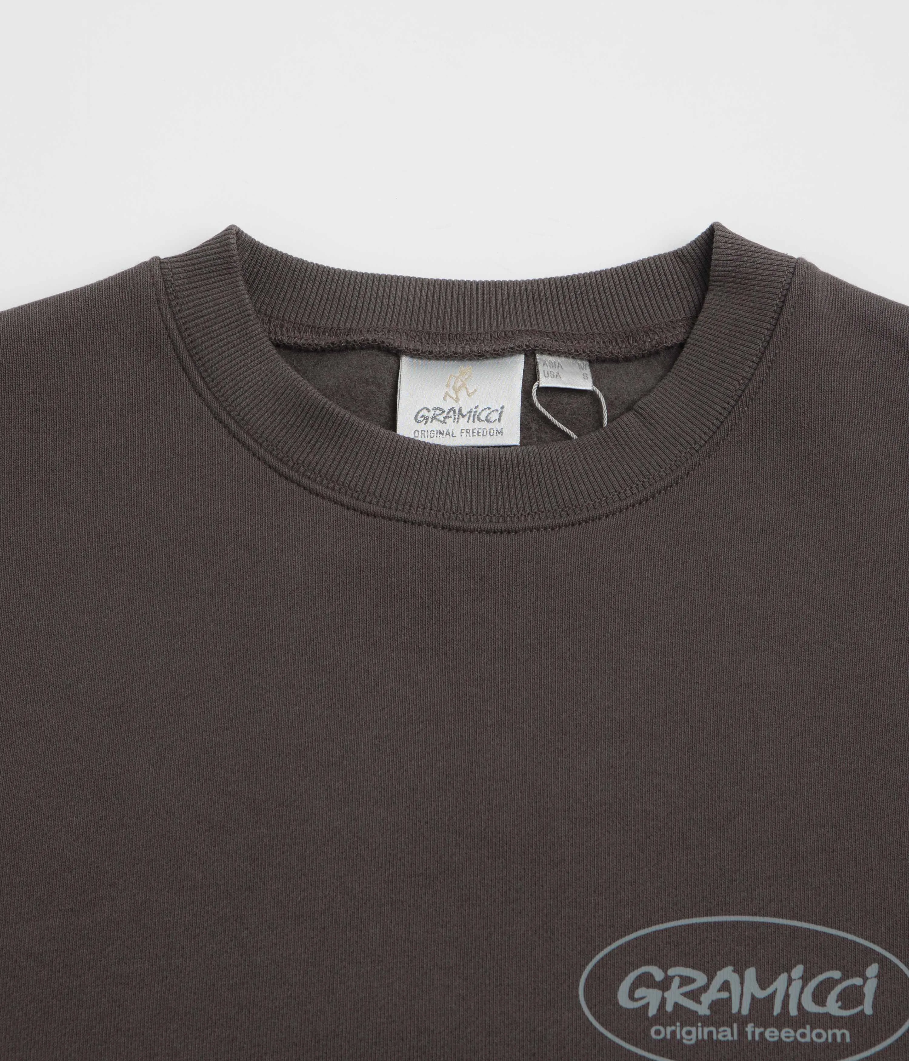 Street Style Travel Fit Gramicci Original Freedom Crewneck Sweatshirt - Deep Brown