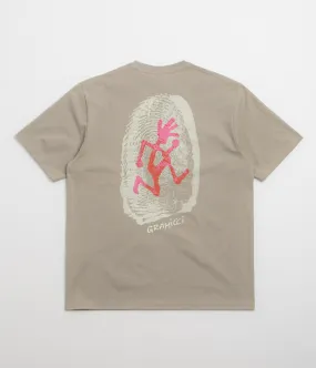 Gramicci Thumbprint T-Shirt - Khaki Contemporary Design Lightweight Jersey Knit