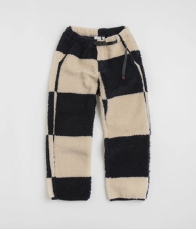 Four Way Stretch Gramicci Checkered Sherpa Pants - Natural / Navy Check