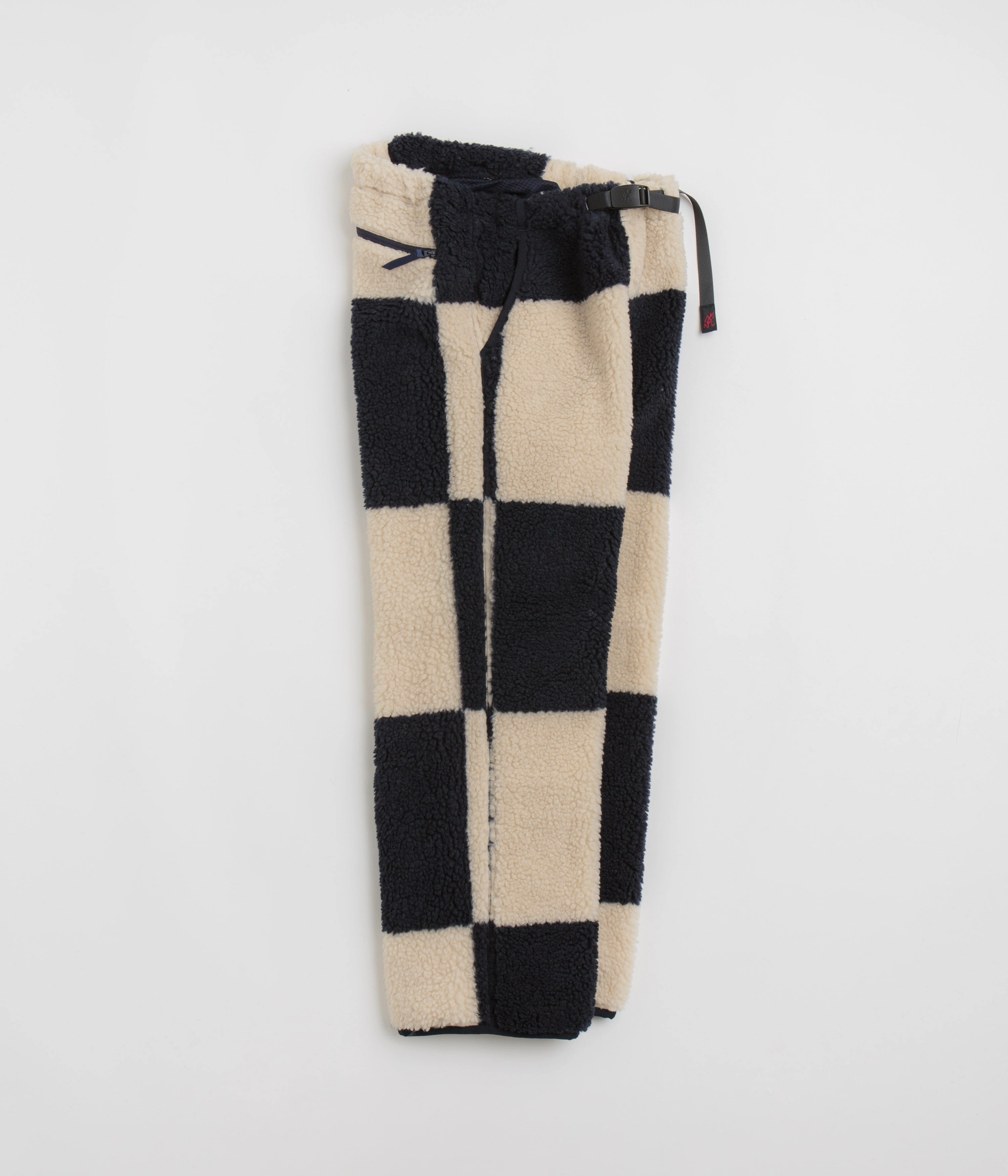 Travel Friendly Gramicci Checkered Sherpa Pants - Natural / Navy Check