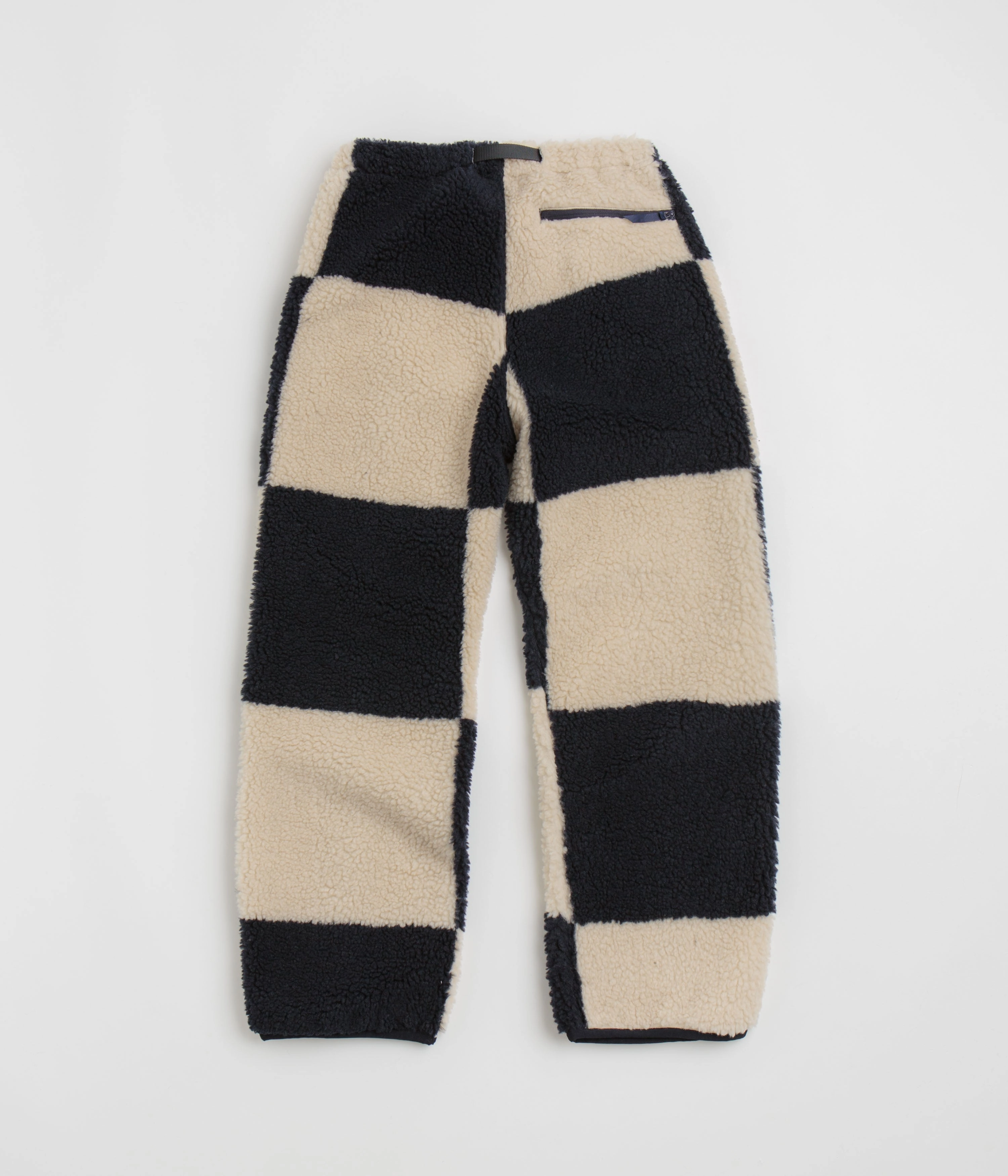 Flexible Knee Articulation Gramicci Checkered Sherpa Pants - Natural / Navy Check