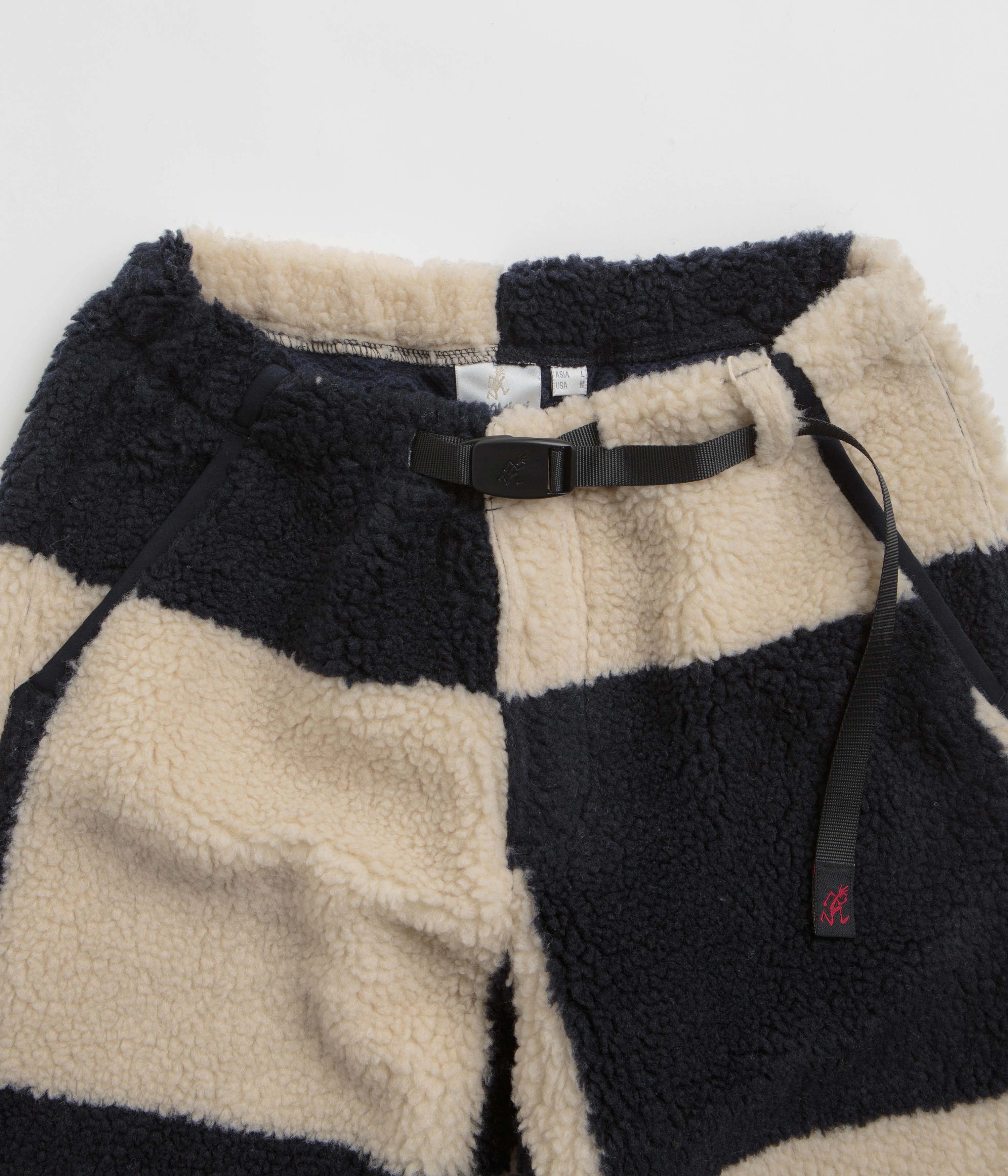 SlimFit Gramicci Checkered Sherpa Pants - Natural / Navy Check