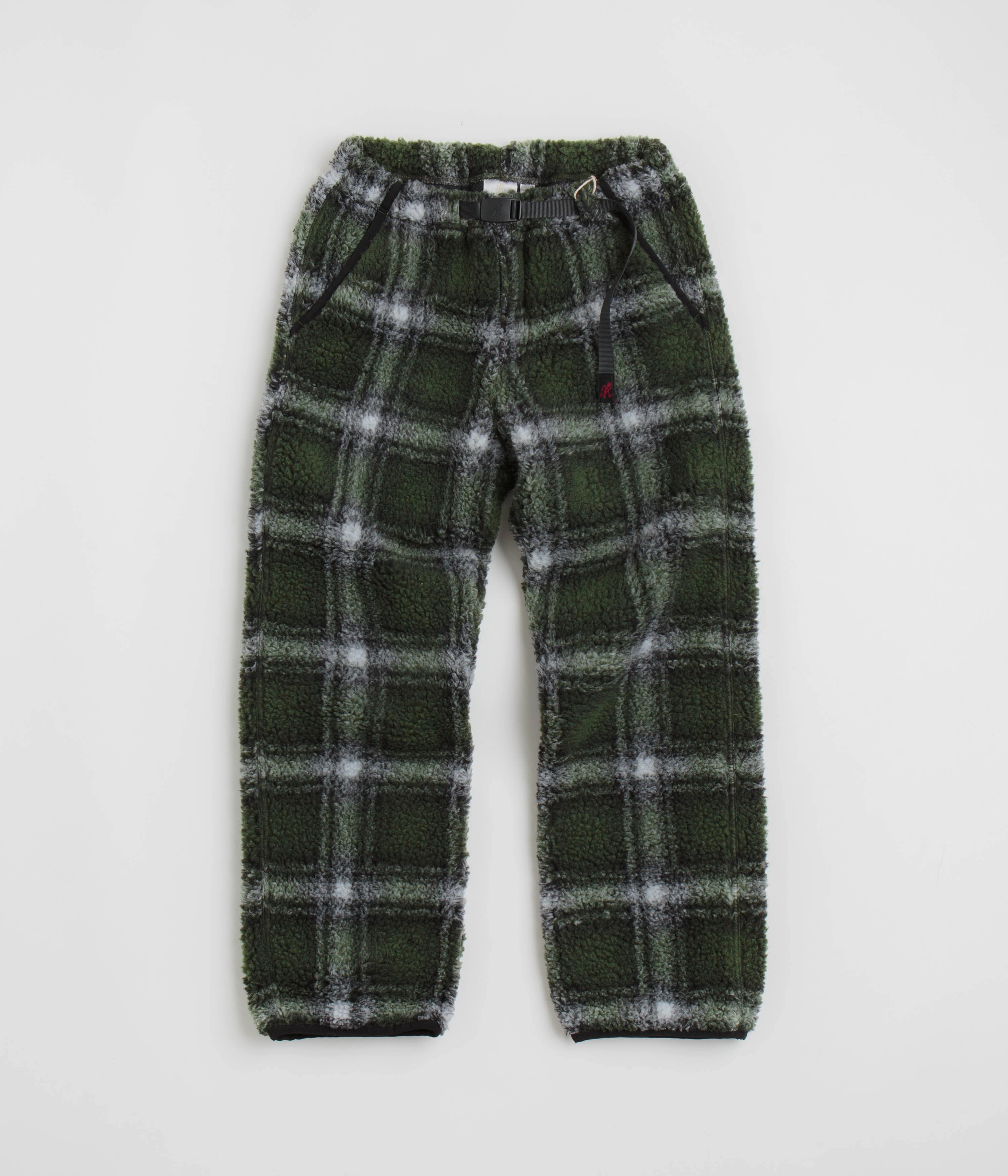 Metallic accents Gramicci Shadow Plaid Sherpa Pants - Olive Shadow Plaid