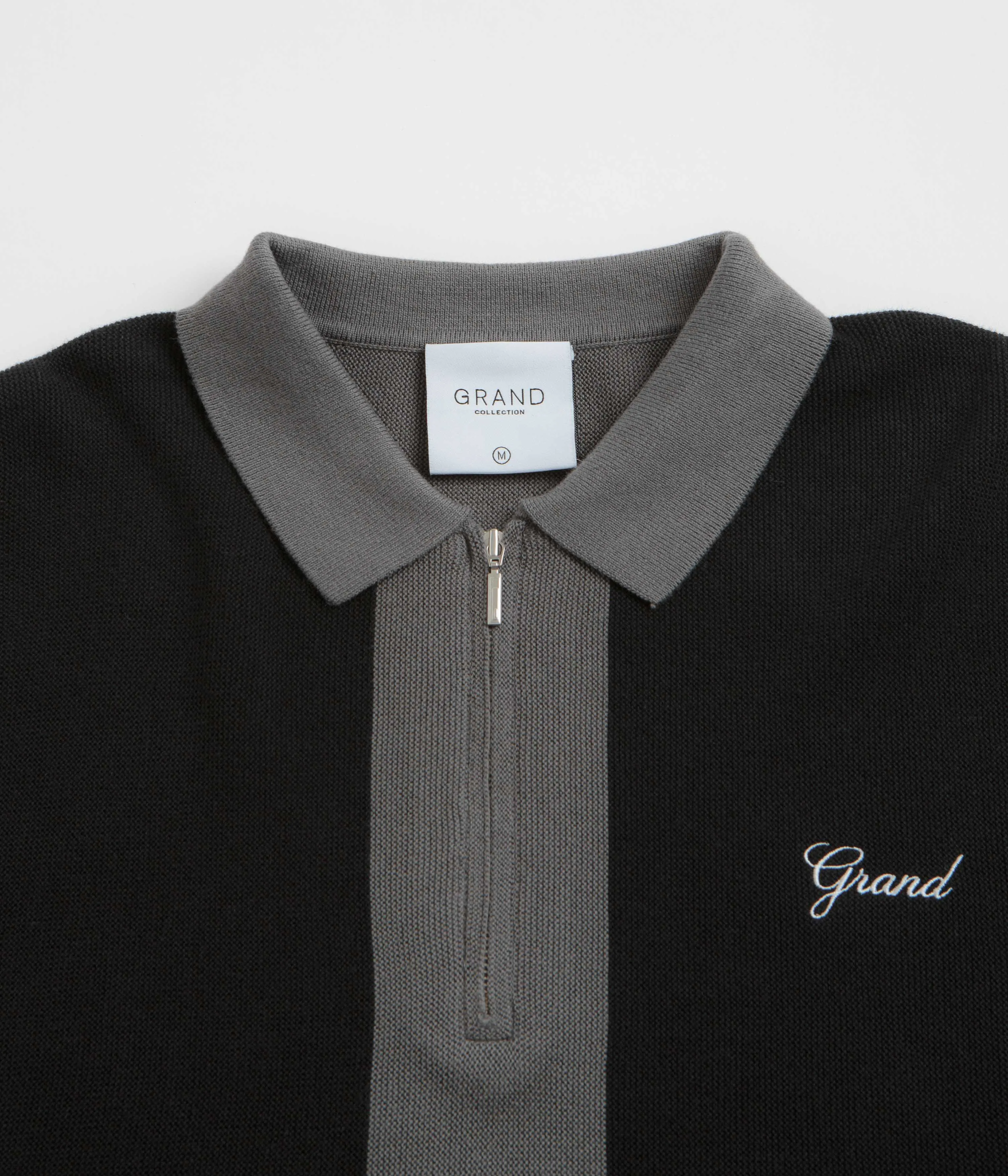 Grand Collection Knit 1/4 Zip Sweatshirt - Grey / Black Travel Essential product luxury indulgence
