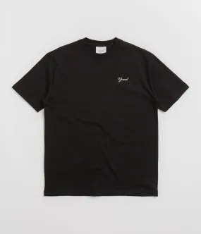 Asian size beach venue Grand Collection Script T-Shirt - Black / Black