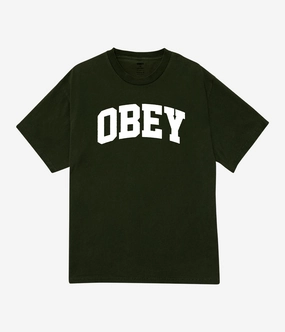 Obey Collegiate T-Shirt Reinforced Collar Button front