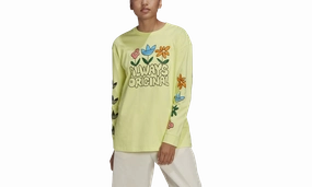 Adjustable Drawcord Graphic Long-Sleeve Tee "Pulse Yellow"