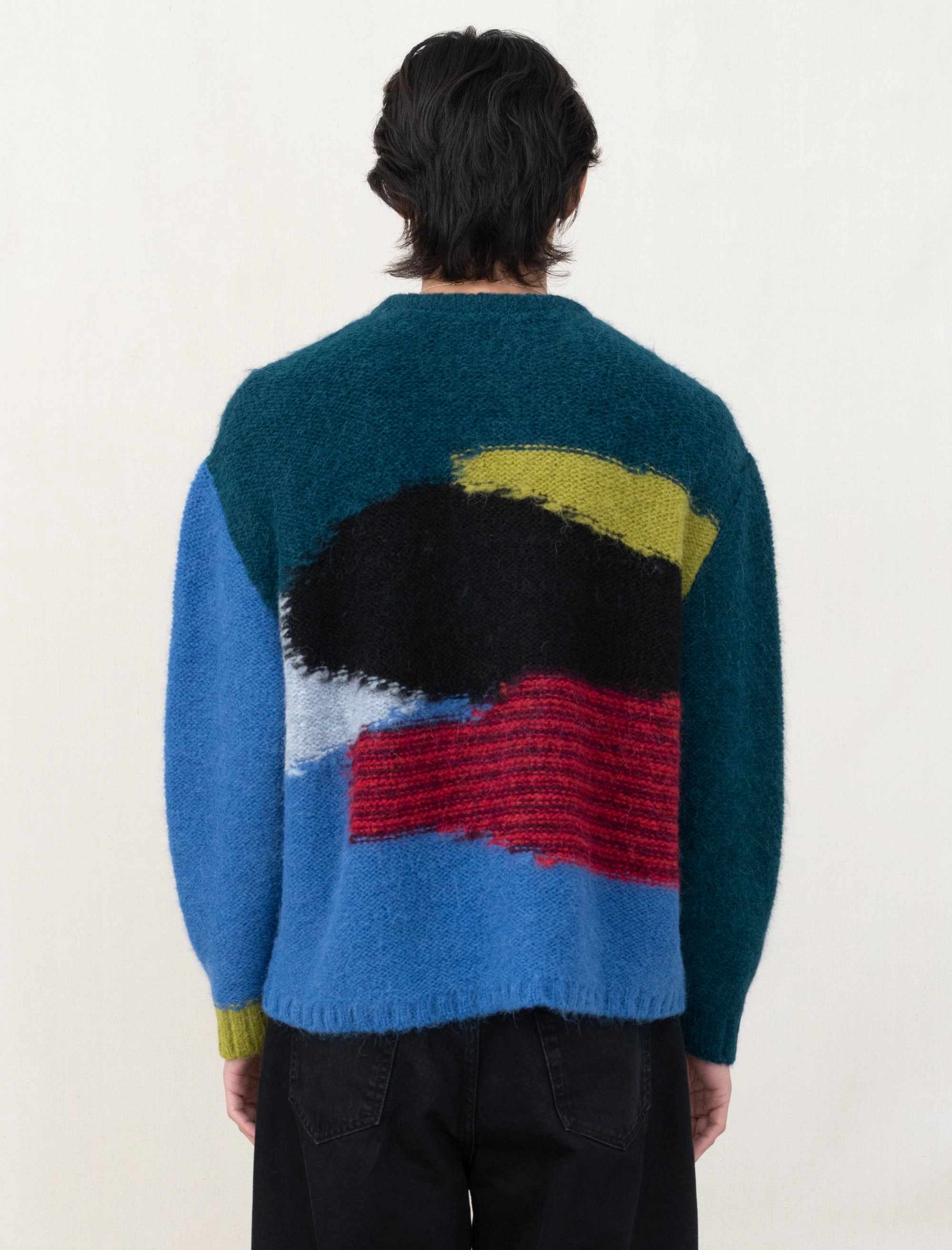 Boxy Knit Sweater (Blue) ripstop fabric Secure Chest Pocket