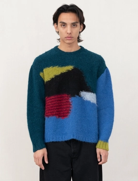 Boxy Knit Sweater (Blue) Street Look